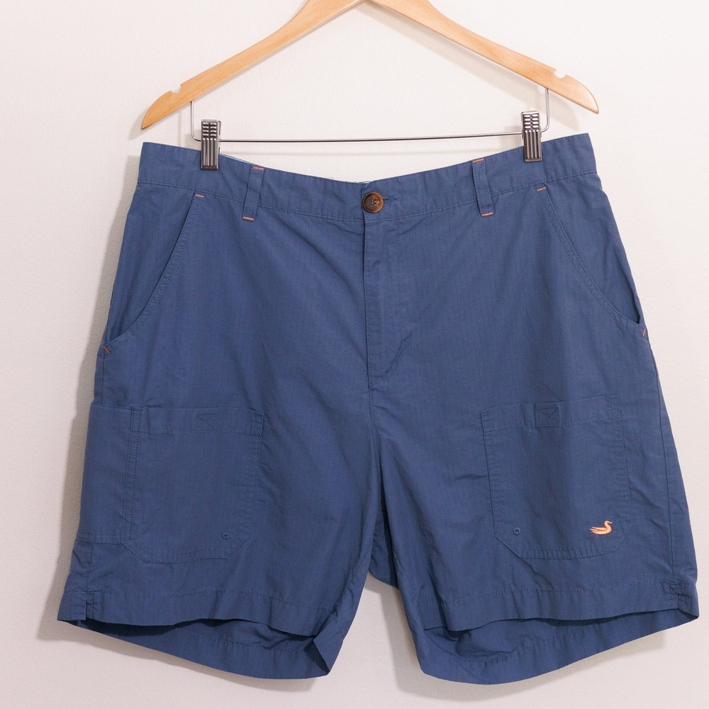 Southern Marsh Mens Blue Ripstop Shorts Size Large Embroidered Mallard Logo